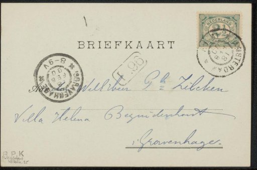 Postcard to Philip Zilcken