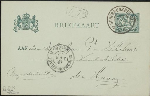 Postcard to Philip Zilcken