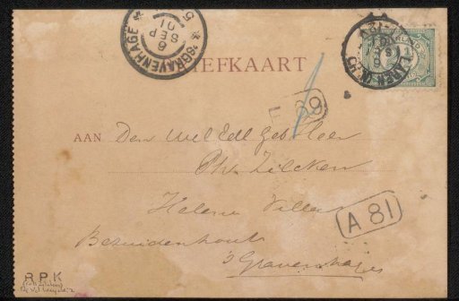 Postcard to Philip Zilcken