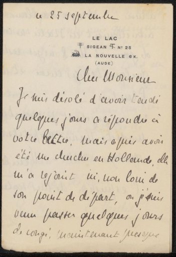 Letter to Philip Zilcken