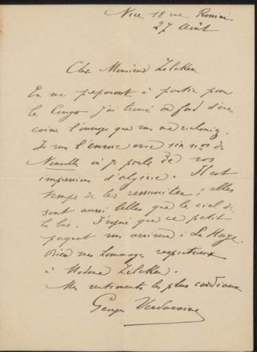 Letter to Philip Zilcken