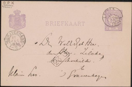 Postcard to Philip Zilcken