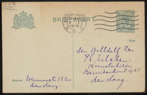 Postcard to Philip Zilcken