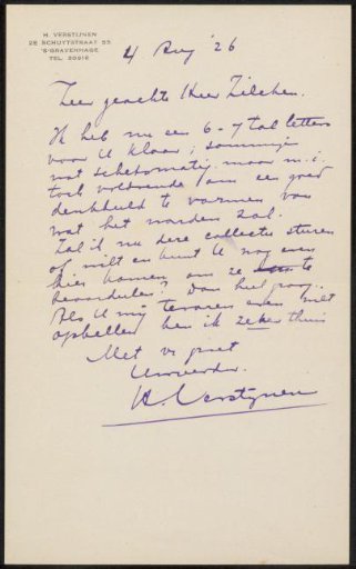 Letter to Philip Zilcken