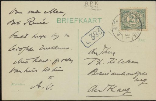 Postcard to Philip Zilcken