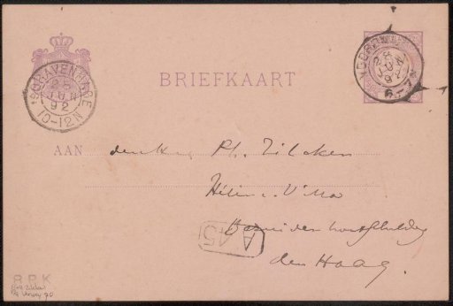 Postcard to Philip Zilcken