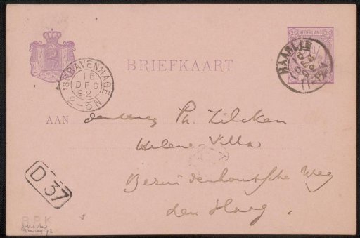 Postcard to Philip Zilcken