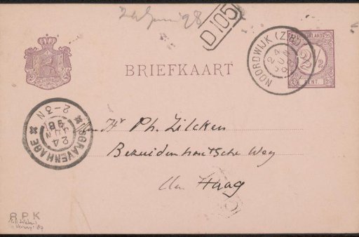Postcard to Philip Zilcken