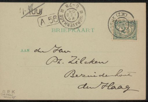 Postcard to Philip Zilcken