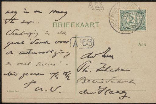 Postcard to Philip Zilcken