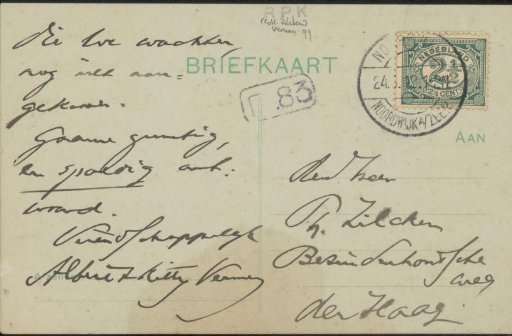 Postcard to Philip Zilcken