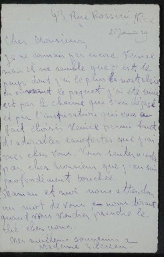 Letter to Philip Zilcken
