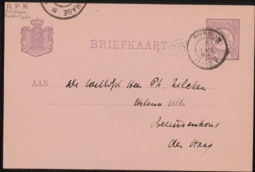 Postcard to Philip Zilcken