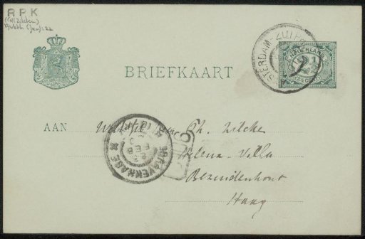 Postcard to Philip Zilcken