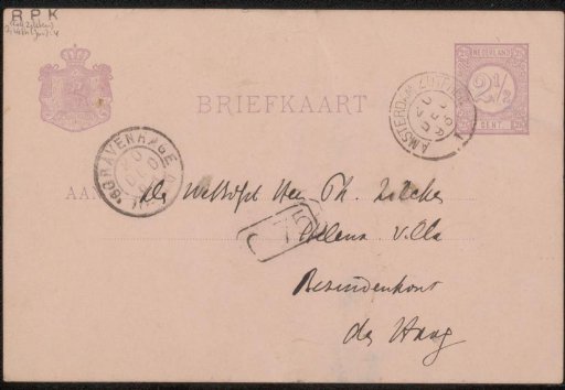 Postcard to Philip Zilcken