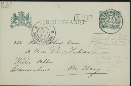 Postcard to Philip Zilcken