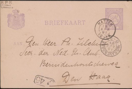 Postcard to Philip Zilcken