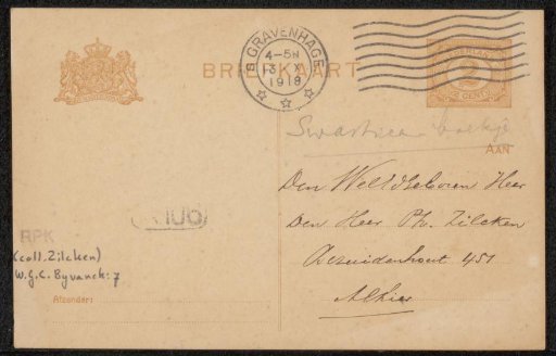 Postcard to Philip Zilcken