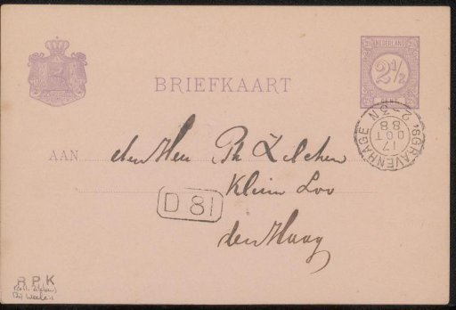 Postcard to Philip Zilcken