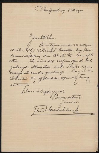 Letter to Philip Zilcken