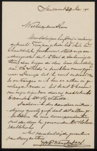 Letter to Philip Zilcken