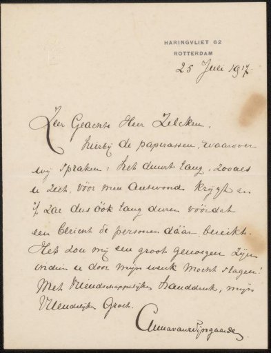 Letter to Philip Zilcken