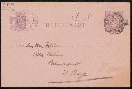 Postcard to Philip Zilcken