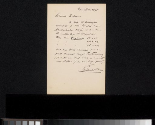 Letter to Philip Zilcken