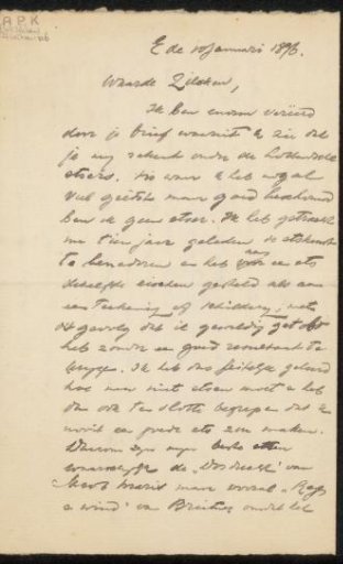 Letter to Philip Zilcken