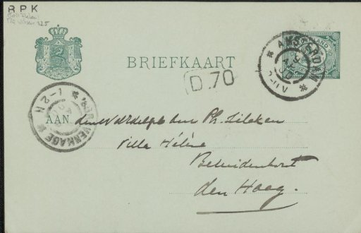 Postcard to Philip Zilcken