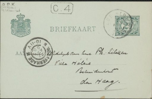 Postcard to Philip Zilcken