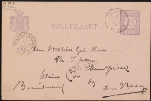 Postcard to Philip Zilcken