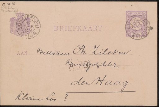 Postcard to Philip Zilcken