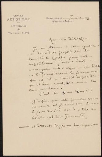 Letter to Philip Zilcken
