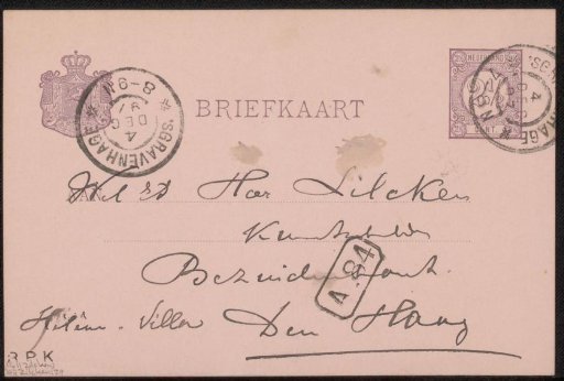 Postcard to Philip Zilcken