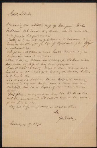 Letter to Philip Zilcken