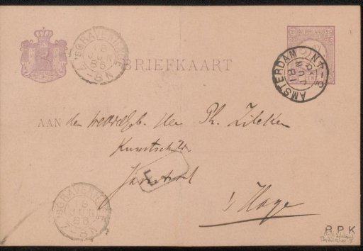 Briefkaart aan Philip Zilcken