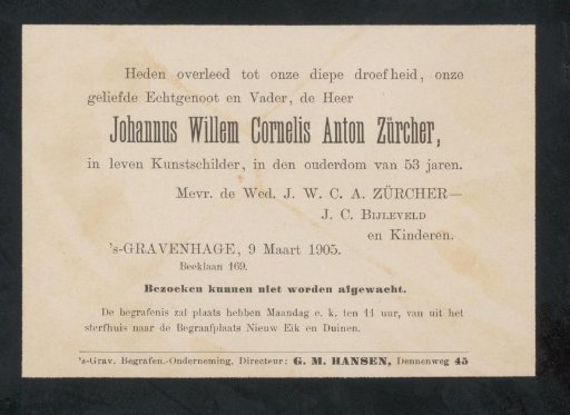 Death notice to Philip Zilcken