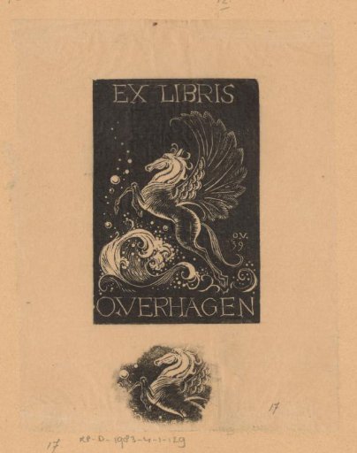 Sheet with an ex libris of Otto Verhagen and a proof impression of the same print