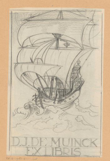 Design drawing for the ex libris of D.J. de Muinck