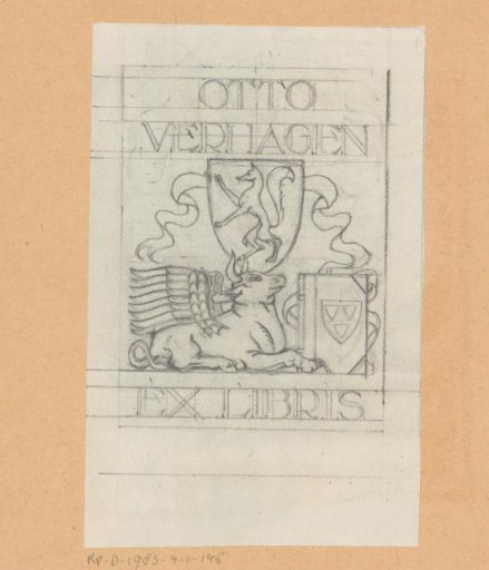 Design drawing for the ex libris of Otto Verhagen