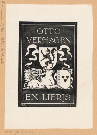 Design drawing for the ex libris of Otto Verhagen