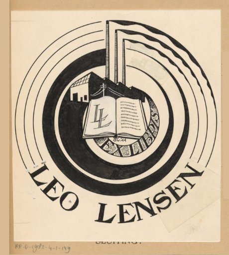 Design drawing for the ex libris of Leo Lensen