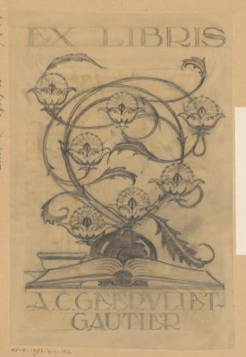 Design drawing for the ex libris of A.C. Geervliet-Gautier