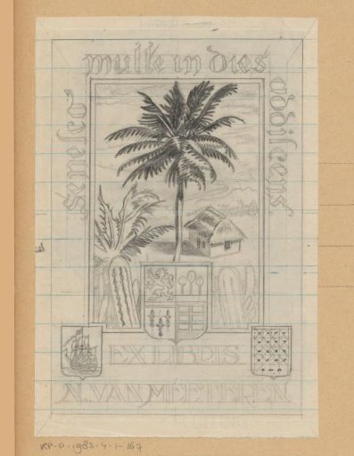 Design drawing for an ex libris of N. van Meeteren