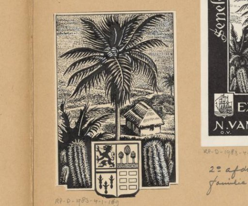 Design drawing for an ex libris of N. van Meeteren
