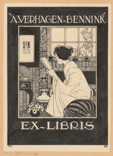 Design drawing for an ex libris of Jantje Verhagen-Bennink