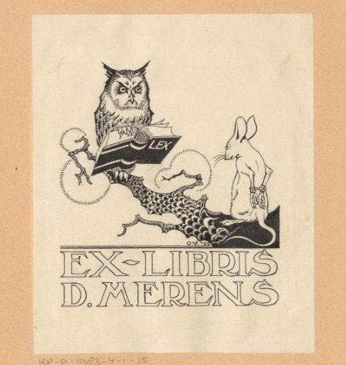 Design drawing for the ex libris of D. Merens