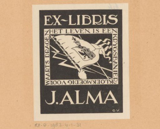 Ex libris of J. Alma