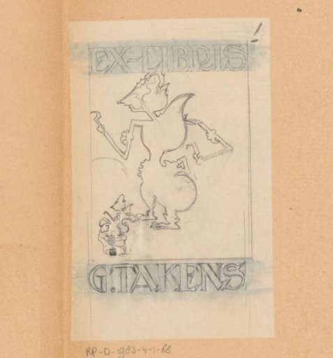 Design drawing for an ex libris of G. Takens